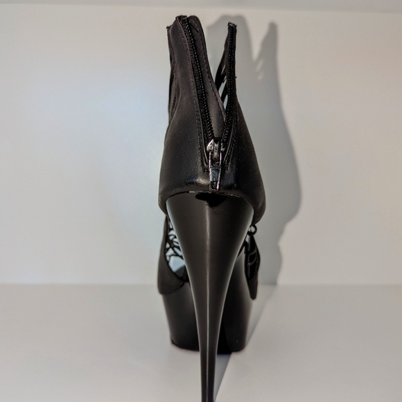 Black Strappy platform stiletto heels size 10 - Picture 4 of 4